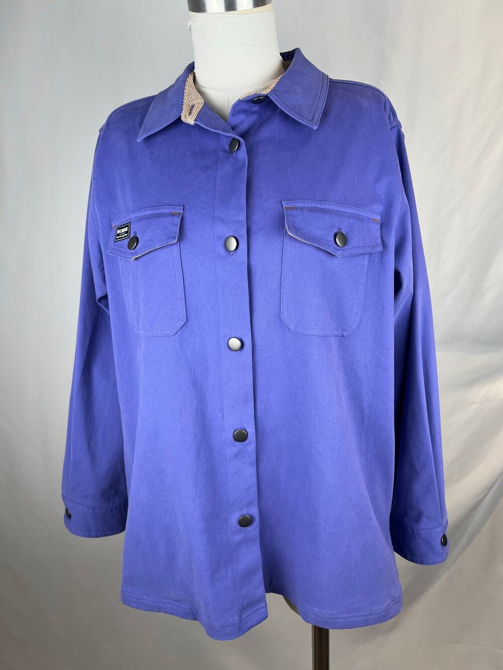 Wildfang Essential Shacket Purple Cotton Stretch Utility Jacket Size L